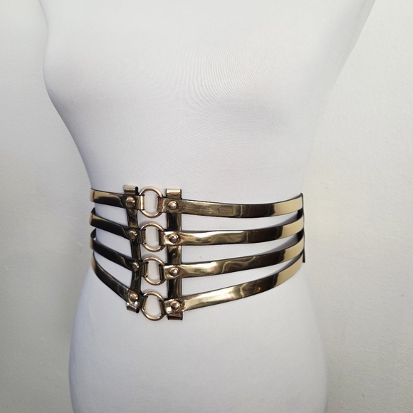 Wide Stretchy gold waist belt - Picture 6 of 9